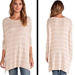 FREE PEOPLE Striped Cream Oversized Sweater